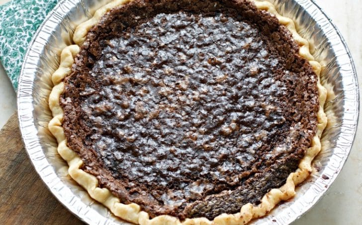 An overhead photo of the CHOCOLATE CHESS PIE