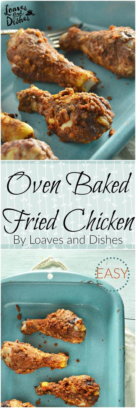 Simple Easy Weeknight Recipe for Oven Baked Fried Chicken with the perfect spicy kick. Kids and Adults love it! Just throw it in the oven and wait for dinner to be ready. Healthy alternative to Deep Fried Chicken