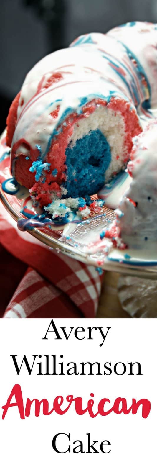 This patriotic American Cake is perfect for September 11, July 4, Memorial Day, Labor Day or even.... any day. Especially good for Americans like Avery Williamson who celebrate those who serve others. Thanks Avery! I salute you with this cake!