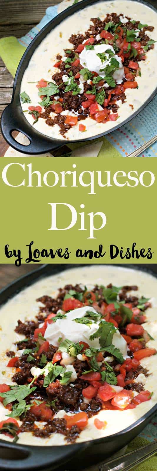 This is a super fun dip to share with friends that involves queso, chips, chorizo and would be a super fun Super Bowl recipe idea - however, perfect for summer pool parties too!