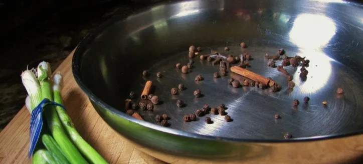 Whole spices in pan for toasting