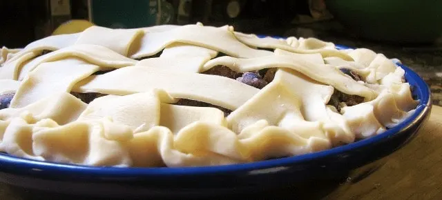 Lattice top of the blueberry pie