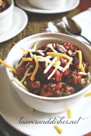 A close up view of party chili