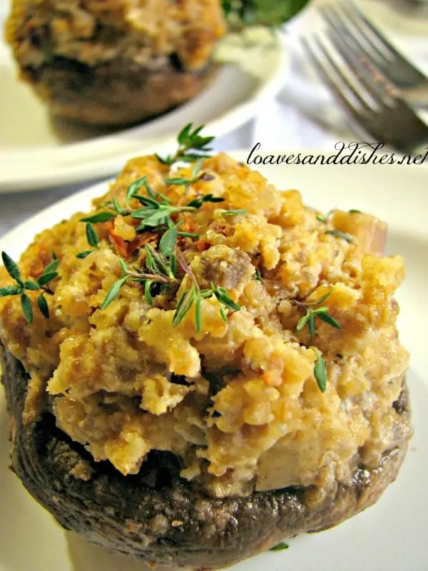 Quinoa and Asiago Stuffed Mushrooms seen @loavesanddishes.net