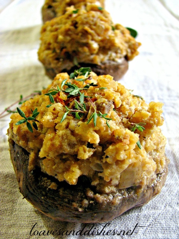Quinoa and Asiago Stuffed Mushrooms seen @loavesanddishes.net