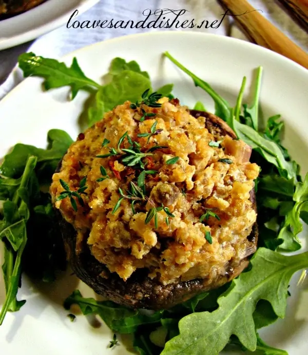 Quinoa and Asiago Stuffed Mushrooms seen @loavesanddishes.net