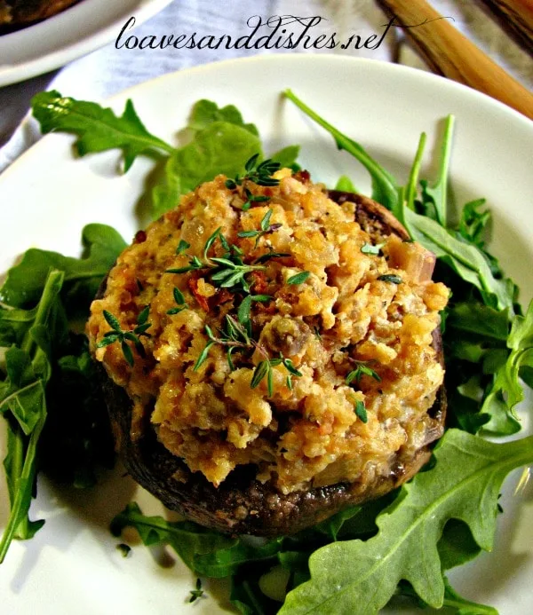 Quinoa and Asiago Stuffed Mushrooms seen @loavesanddishes.net