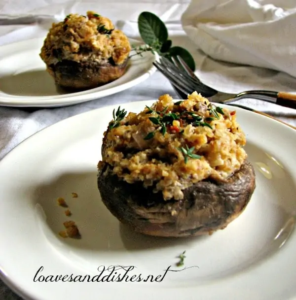 Quinoa and Asiago Stuffed Mushrooms seen @loavesanddishes.net