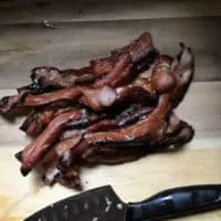 cooked bacon on a table