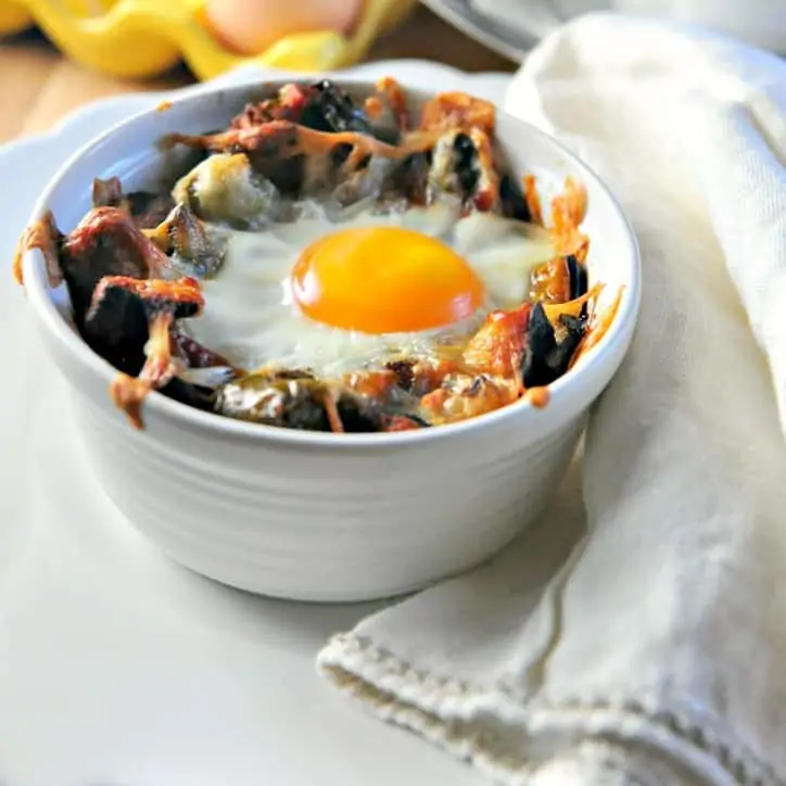 Hashbrown bake with sweet potatoes, and a fried egg
