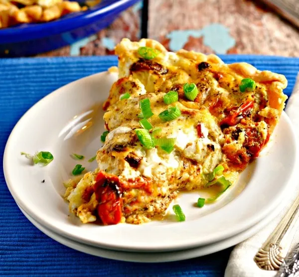 Roasted Tomato and Garlic Quiche @loavesanddishes.net