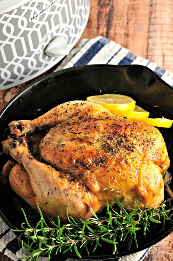 How to Roast a Chicken in the Crockpot@loavesanddishes.net