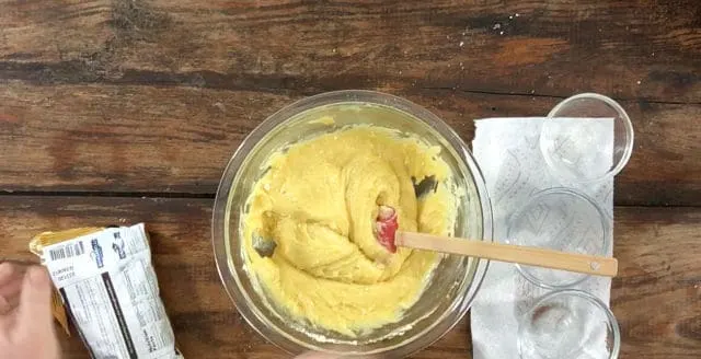 The bowl of ingredients mixed together without the chocolate chips added yet