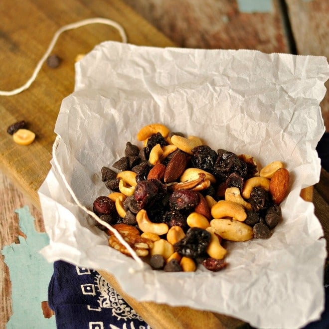 trail mix on bandana 