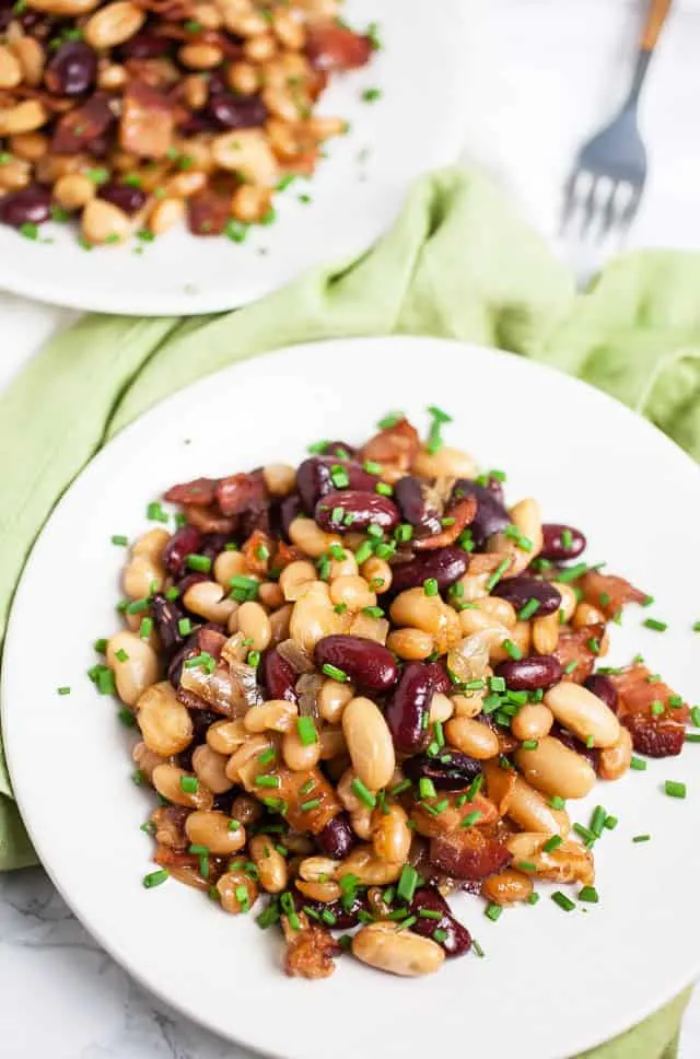 A close up of Clay's Famous Three Bean Casserole