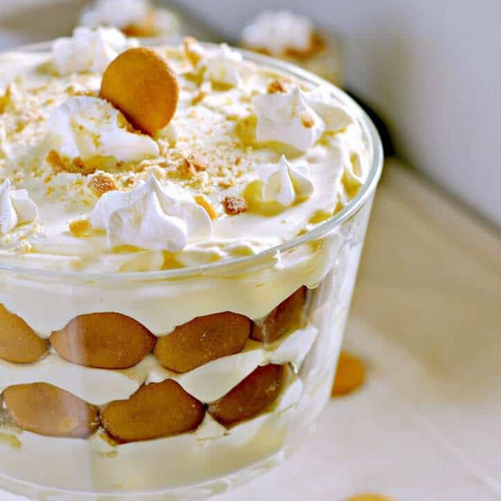 Pudding in a trifle bowl