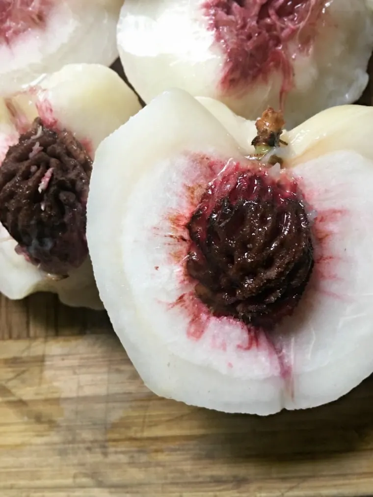 A photo of the insides of the peaches