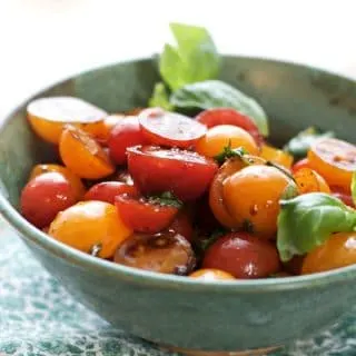 This is an upclose photo of Summer Cherry Tomato Salad