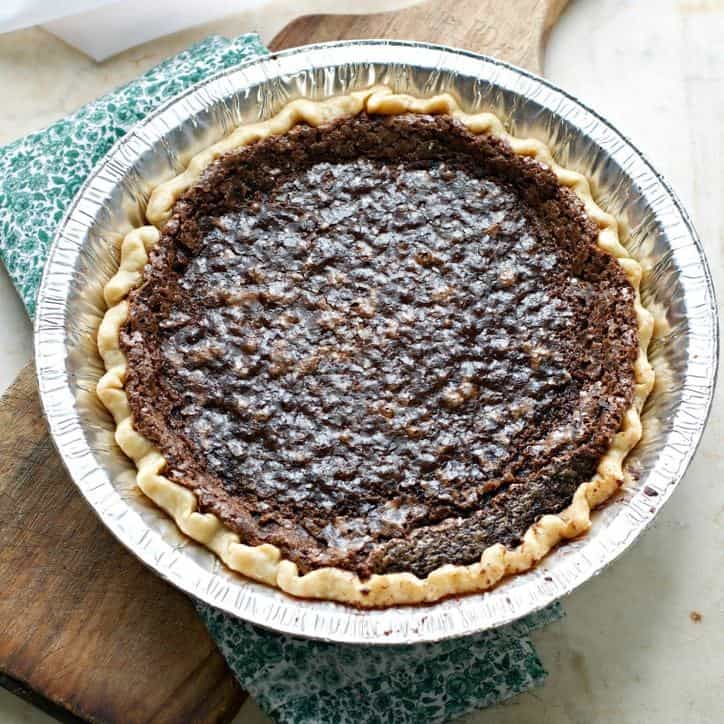 An overhead photo of the CHOCOLATE CHESS PIE