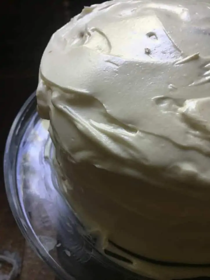a photo of the finished cake Southern Carrot Cake with Cream Cheese Icing