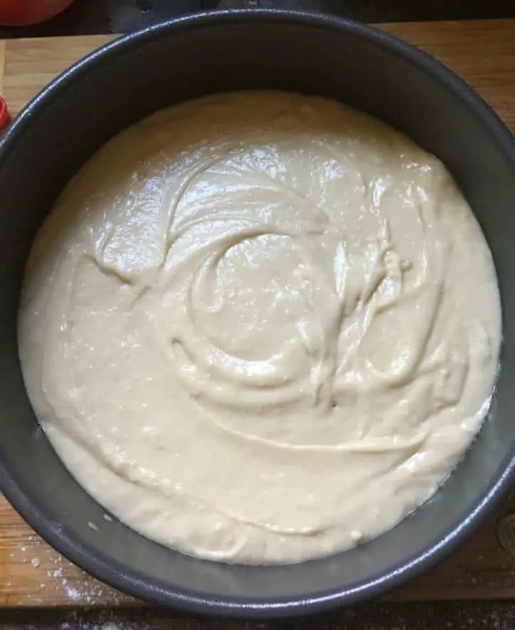 a photo of the batter in the springform pan