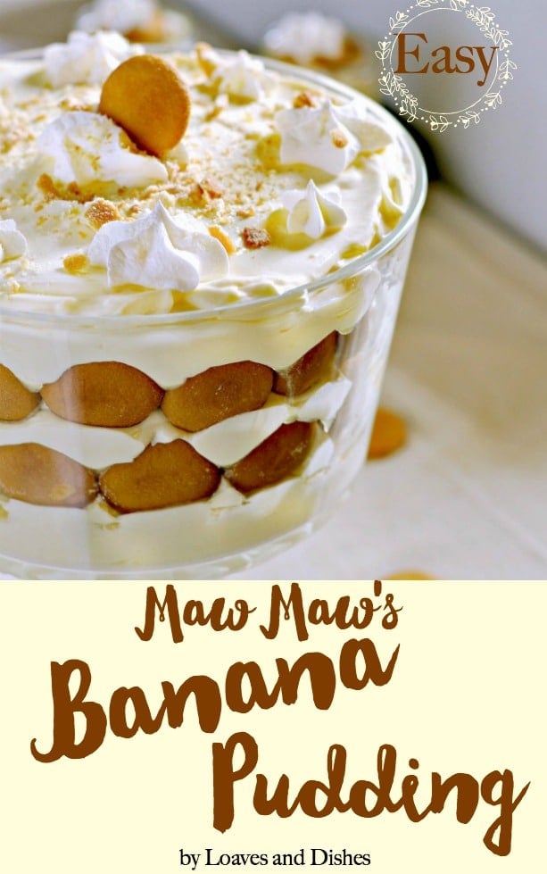 The easiest and best simple homemade southern banana pudding recipe from maw maw's recipe box. From scratch and old fashioned using nilla wafers and sour cream and something like Paula Deen or the Pioneer Woman would make. Made with cool whip and is no bake. So easy you won't believe it!