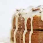 A view of the icing running down the sides of the pumpkin praline cake