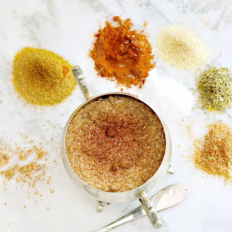A photo of a bowl of dry spice rub for steaks
