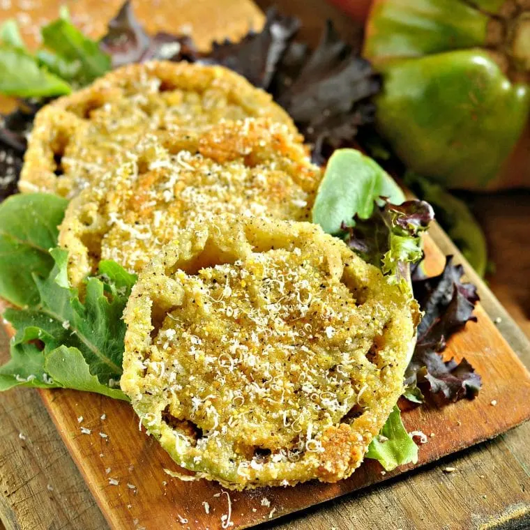 Easy Fried Green Tomatoes Recipe on cutting board