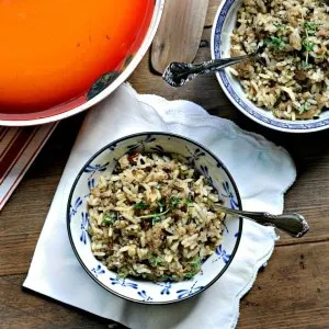 Easy Fast Holiday Side Dish Sausage and Rice @ www.loavesanddishes.net