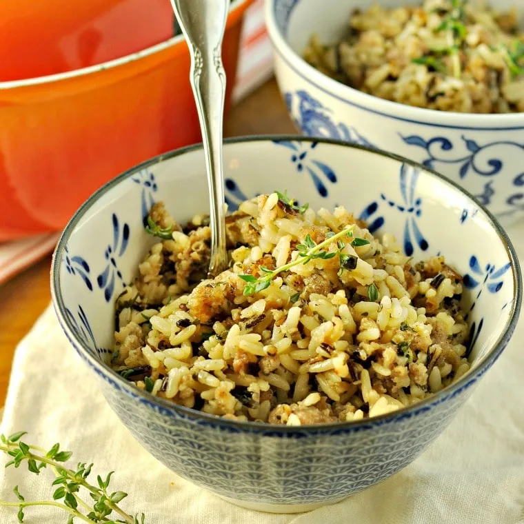 Easy Fast Holiday Side Dish Sausage and Rice @ www.loavesanddishes.net