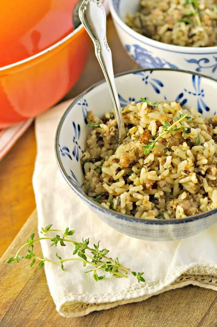 Easy Fast Holiday Side Dish Sausage and Rice @ www.loavesanddishes.net