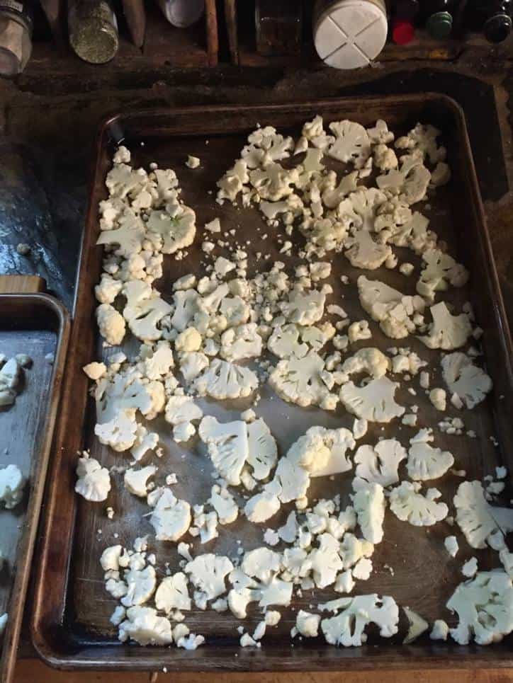 Cauliflower ready to be roasted