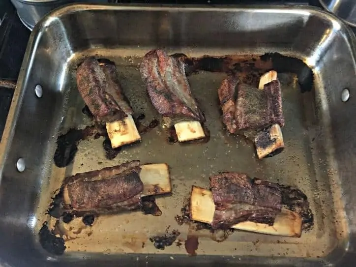 The same pieces of meat in the pan after being roasting