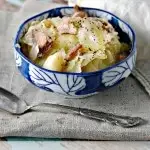 A photo of Southern Cooked Cabbage from the top side centered