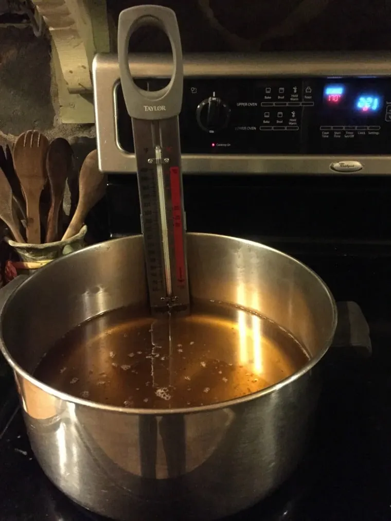 Oil heating on the stove top
