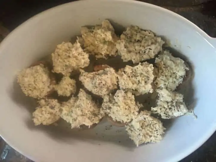 The stuffed mushrooms ready to go in the oven