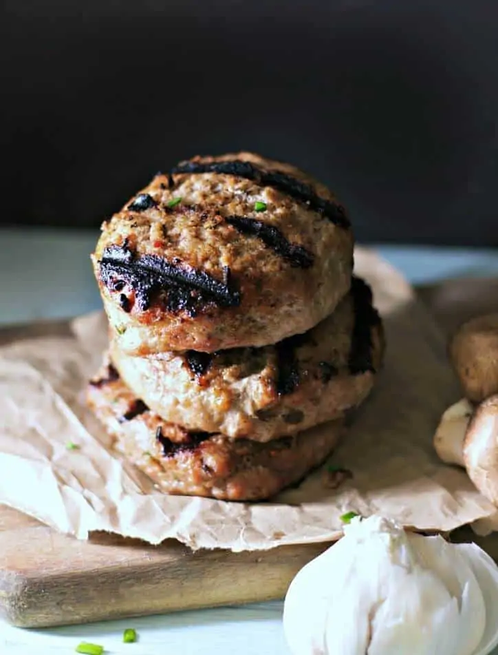 Mushroom Cheese Stuffed Sriracha Chive Turkey Burgers