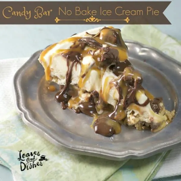 Candy Bar No Bake Ice Cream Pie @wwwloavesanddishes.net