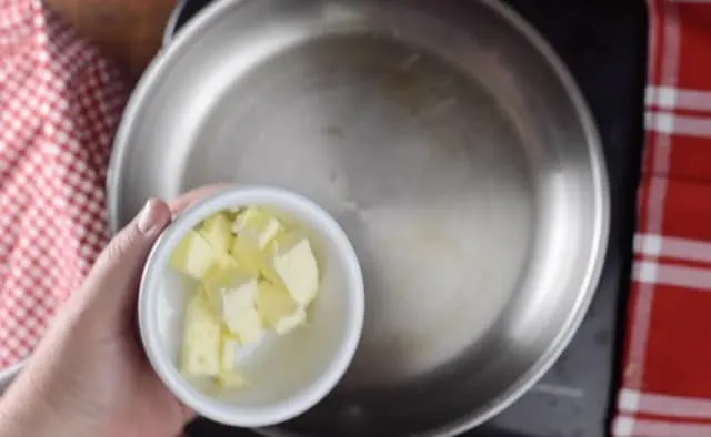 Heating butter in a frying pan