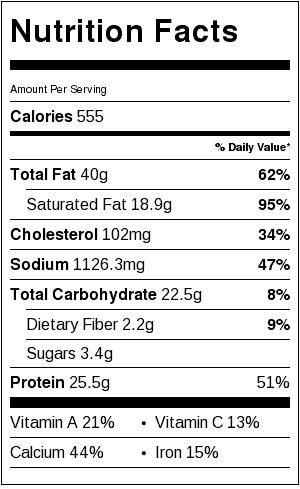 NUTRITION LABLE FOR PEPPERONI MEATBALL SUB CASSEROLE