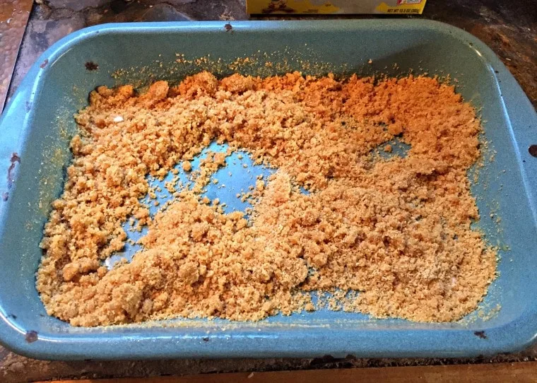 mixing the graham cracker crust together