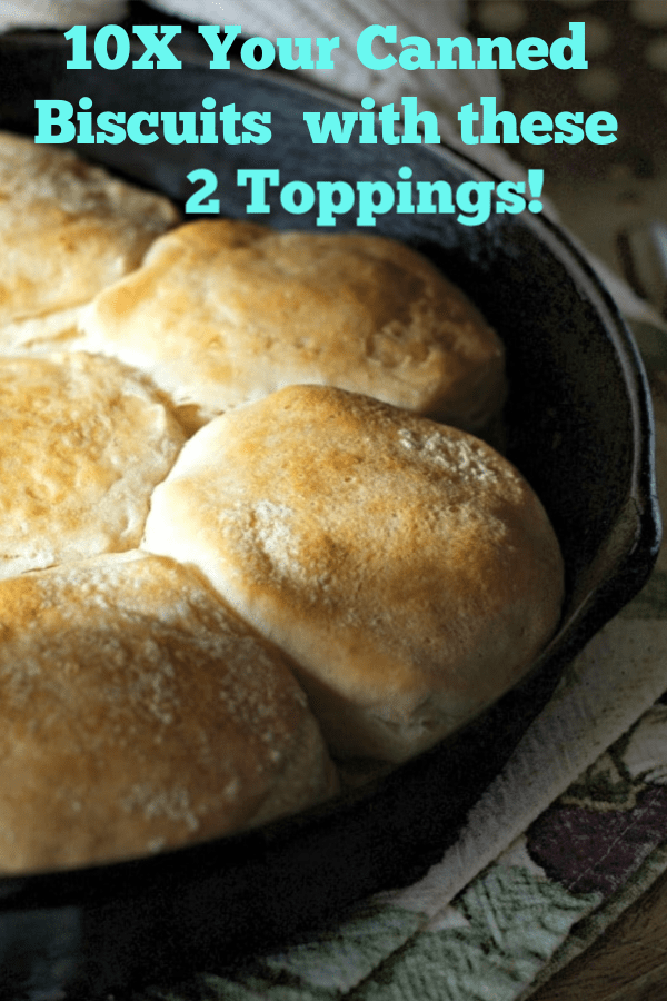 Ideas and hacks for how to improve your canned biscuits. You'll be a kitchen star with these two toppings that you can easily make with kitchen stock ingredients. #biscuits #likehomemade #recipe #thanksgiving