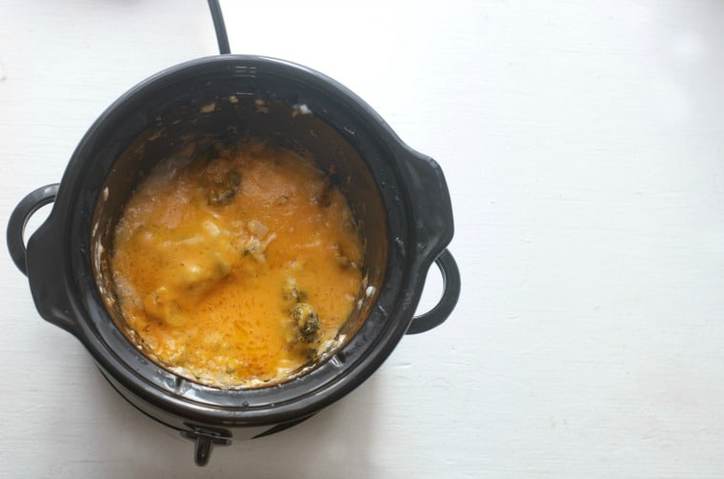Broccoli Cheese Casserole for Two in a Crockpot