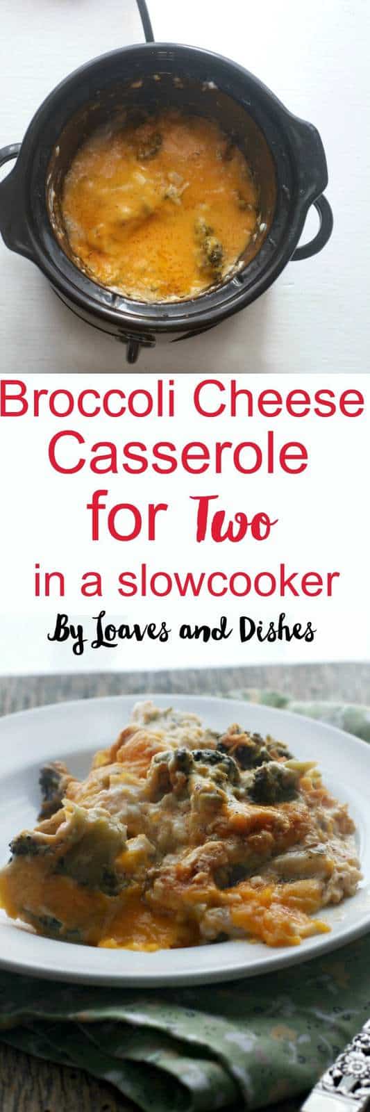 Simple Easy Freezer Safe Broccoli Casserole for Two can be made in a crockpot slow cooker, baked in a baking dish or even frozen and kept for later. Simple Dump meal dish.