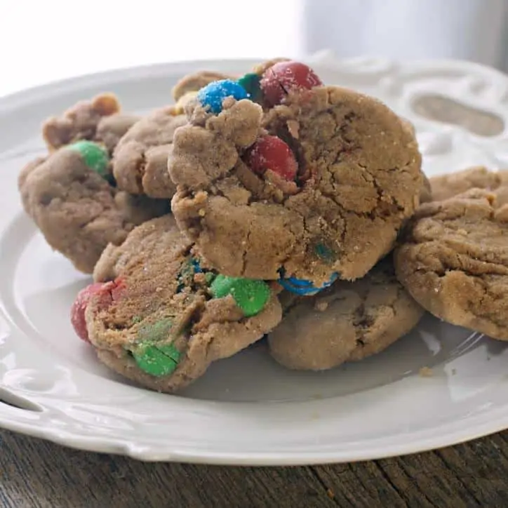CARAMEL M&M’S KICKING BROWN SUGAR COOKIES another pile of 6 or 7 cookies