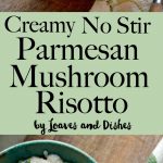 This is an easy and simple recipe for Parmesan Mushroom Risotto that is creamy and feature garlic too! Uses wine and only a little bit of stirring. No stir type!