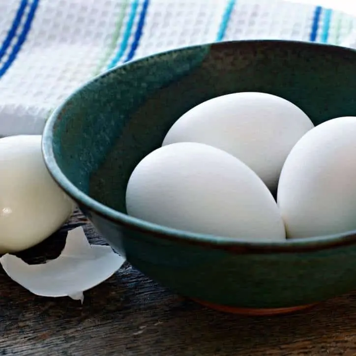 A photo of a bowl of eggs for THE SECRET TO EASY PEELING HARD BOILED EGGS