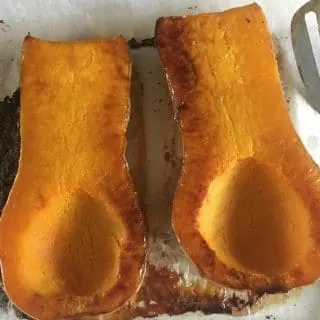 A photo of the flesh side of the roasted squash