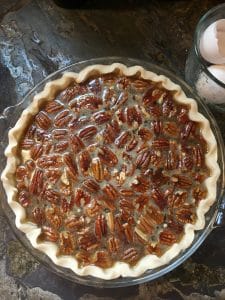 The completed Kentucky Bourbon Pie ready for the oven